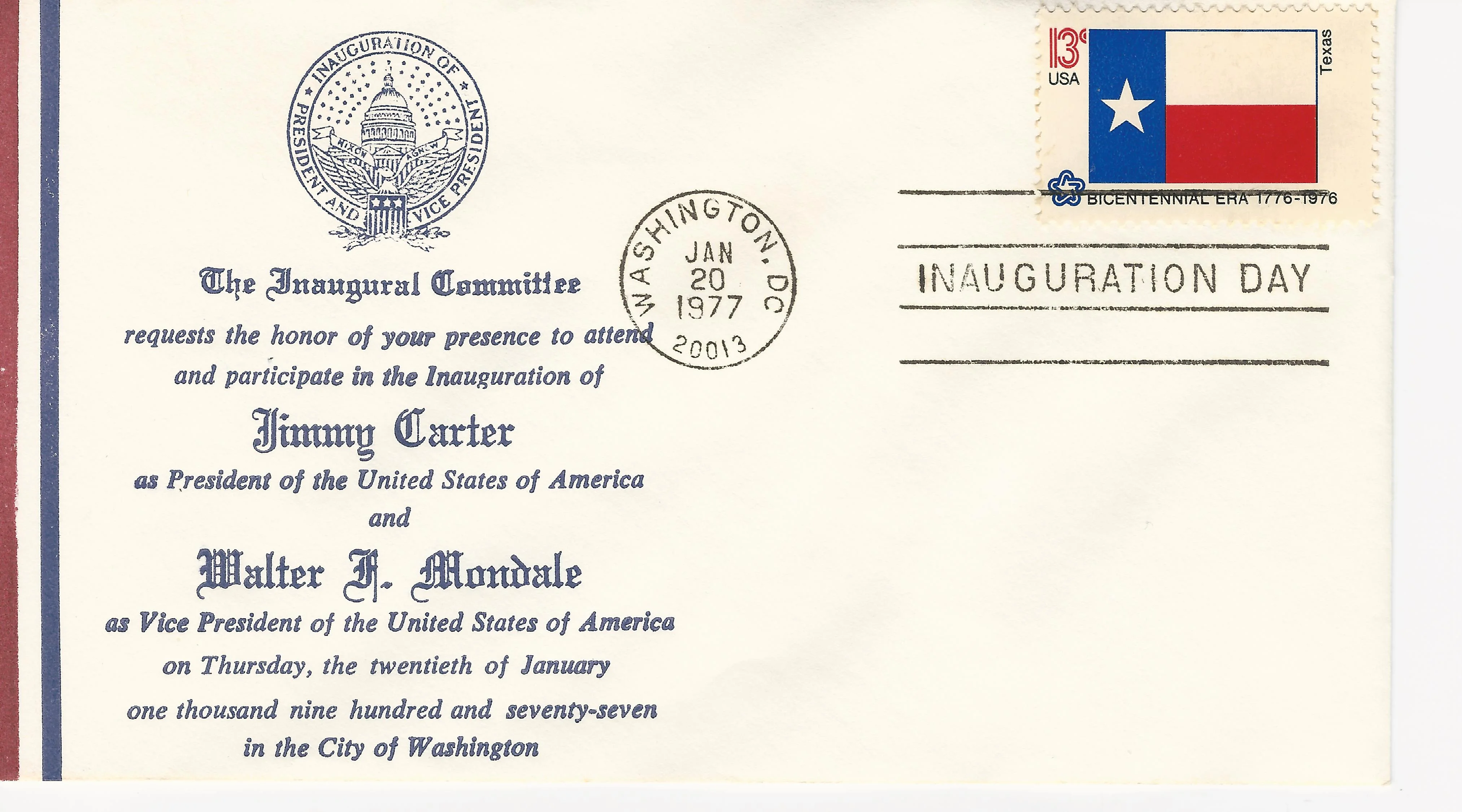 Inauguration Jimmy Carter & Walter Mondale Postmark #1:&hellip;